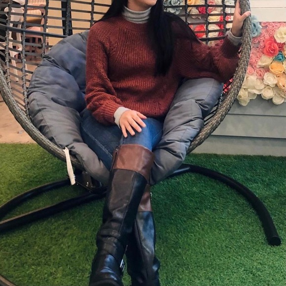 American Eagle Brown Puff Sleeved Knit Sweater - Picture 7 of 7